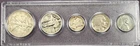 1936 Walking Liberty Half Dollar, quarter, dime, nickel and penny set