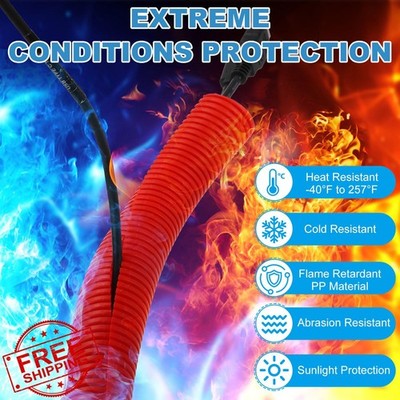 MECCANIXITY 3/4'' Split Wire Loom Tubing 20ft Black Conduit