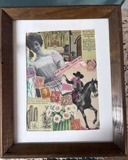 Original Mixed Media Artwork Western Romance Theme Framed Signed Dated