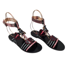 Valentino Garavani Loveblade Cage Sandal Black Pink Broken Heart Size 38 US 8