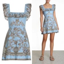 Zimmermann Fiesta Ruffle Neck Short Dress Size 2 / AU 12 / US 8