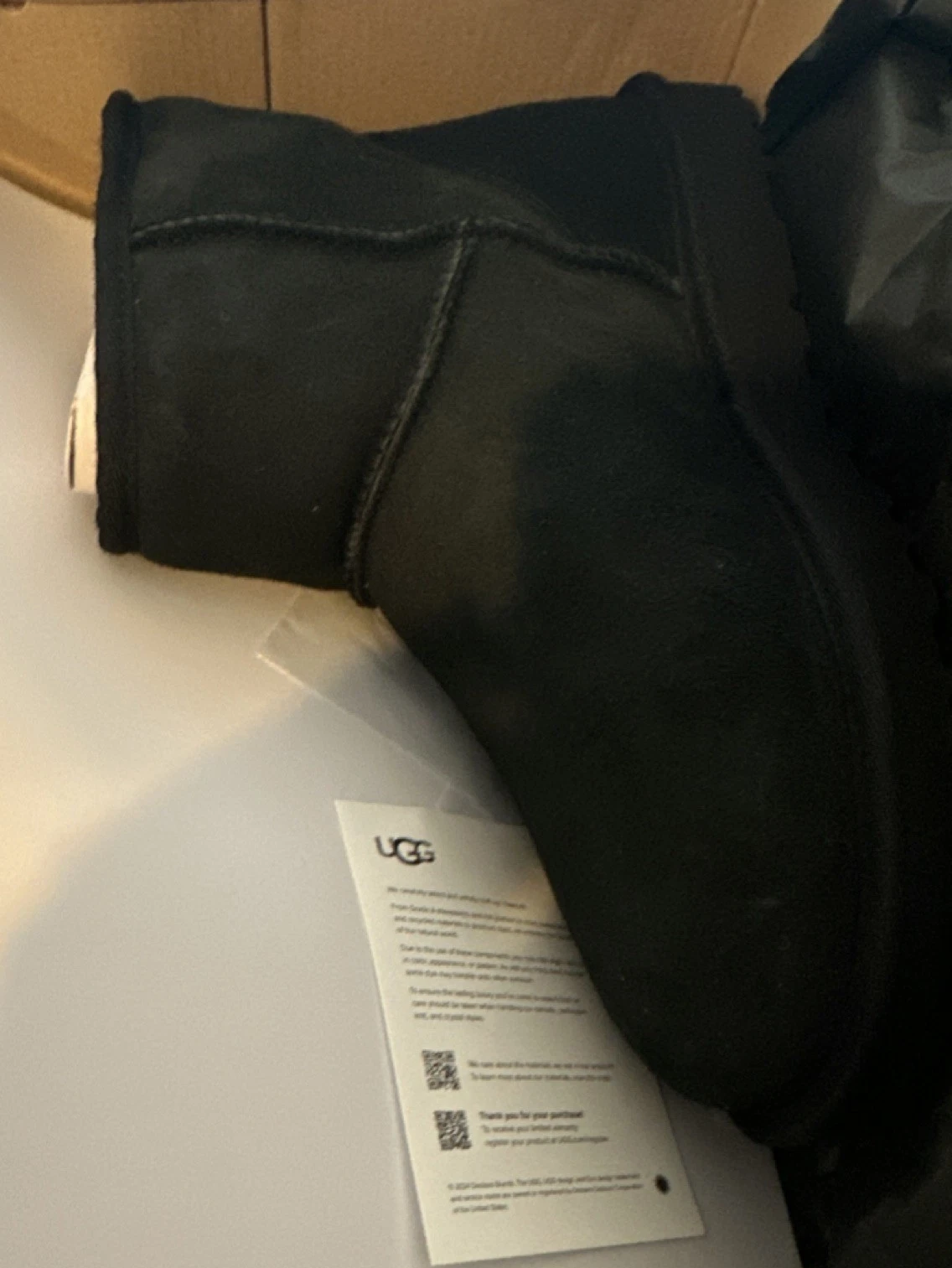 UGG Snow Boots Black Leather Men's Ankle Pull On Round Toe Solid Winter Size 10
