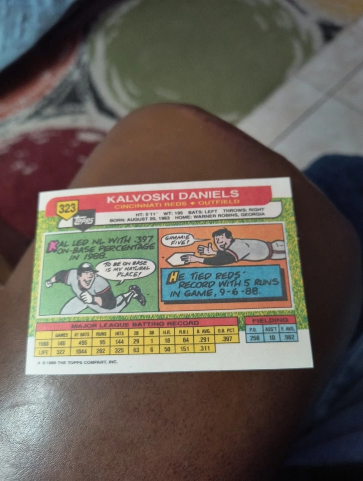 KAL DANIELS 1989 TOPPS BIG CARD #323 FREE SHIPPING - Image 2 of 2