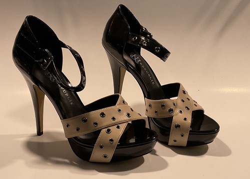 Rock & Republic Holttan Womens Heels Strappy Sandals Size 9 M Black Tan Grommets