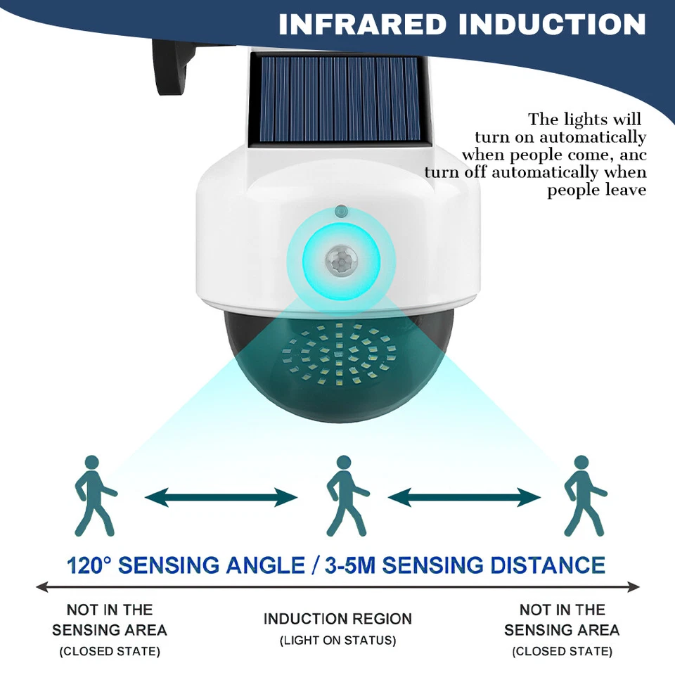 Solar Power Dummy Security Camera Fake LEDs Flashing Red Light CCTV Surveillance - Image 4 of 4