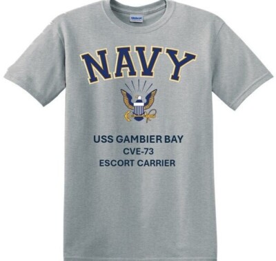 USS GAMBIER BAY CVE-73*E. CARRIER*NAVY EAGLE*SHIRT. OFFICIALLY LICENSED