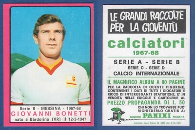 PANINI 1967/68 FOOTBALLERS FIGURINE - NEW/NEW - BONETTI - MESSINA