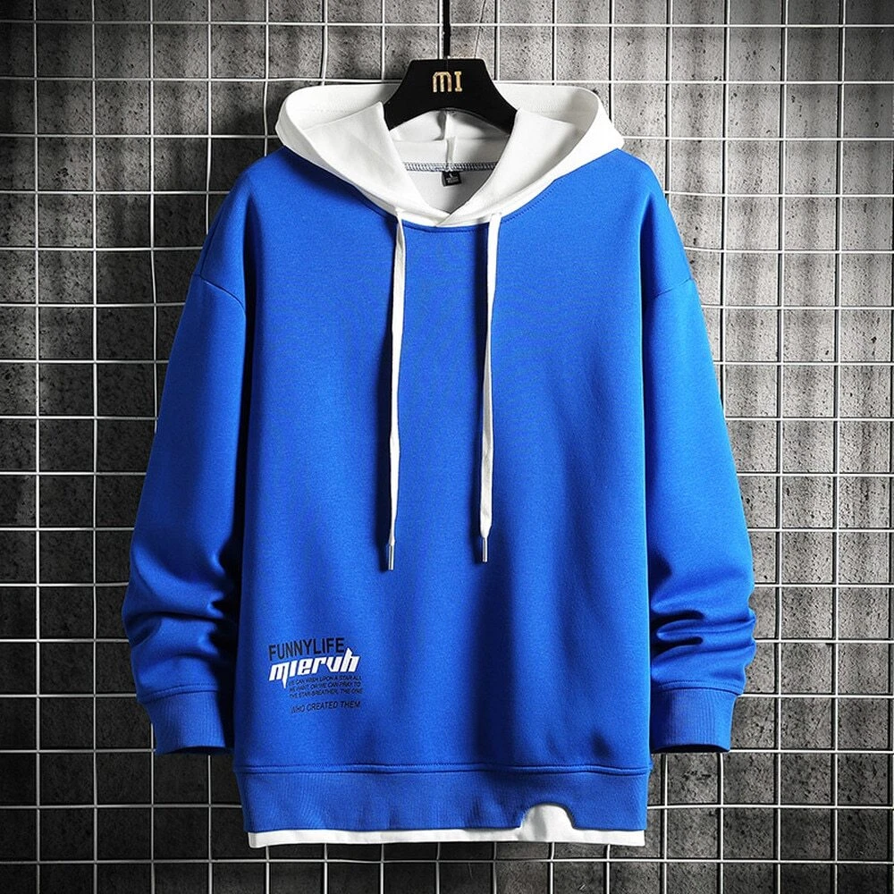 Men Fashion Hip Hop Hoodies Streetwear Hooded Sweatshirts Long