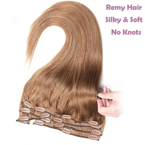 Deluxe AAA Real Clip In 100% Remy Human Hair Extensions Full Head 8pcs Weft B143 - Picture 2 of 27