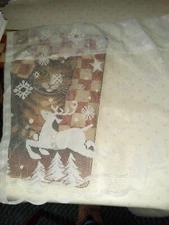 Valances Sheer White With Reindeer Snowflakes Stars Elegant. 3