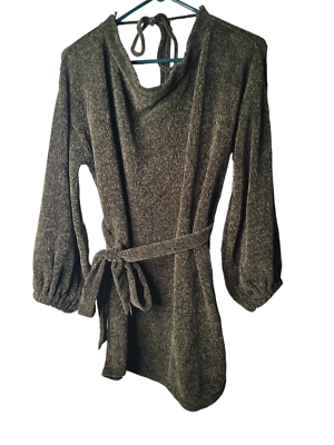 slim fit dress slacks Thick Knit Roll Neck Loose Fitting Sweater Dress (Green) main image 0