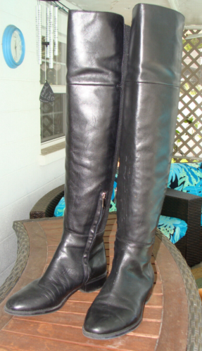 SAM EDELMAN BLACK LEATHER AND STRETCH OVER THE KNEE BOOT - 8.5 MEDUM - Picture 1 of 6