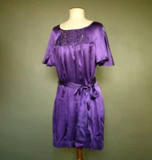Cooper St Purple Silk Dress Butterfly Sleeves 14 Medium Petite Short