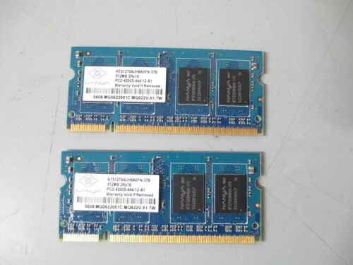 Nanya 1GB (2x512MB) PC2-4200 SODIMM DDR2 DDR-2 533mhz Laptop 200-pin Memory RAM - Afbeelding 1 van 3