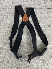 Dulutch Side Clip Suspenders Mens Size 24 Adjustable w/Belt Loop Logo Black