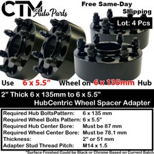 4x 2 Thick 6x135 To 6x5.5 Hub Centric Wheel Adapter Spacer Chevy Wheel On Ford