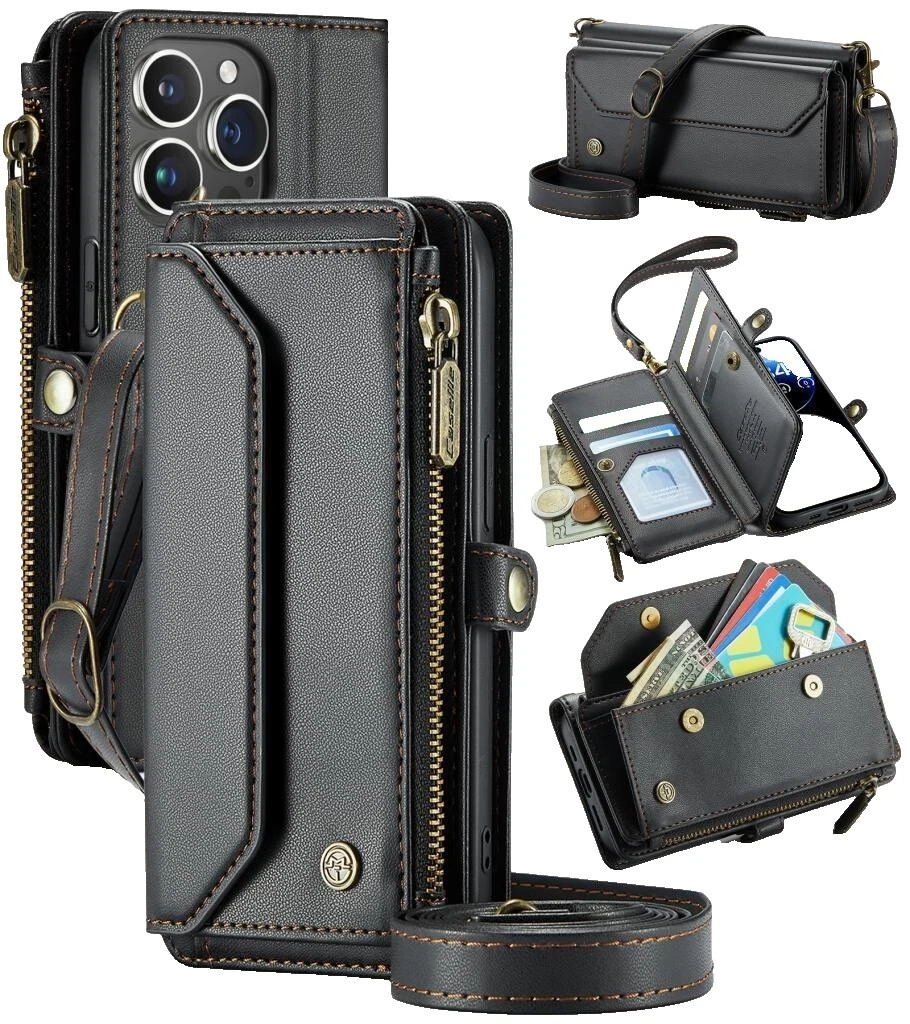Synthetic Leather Cell Phone Wallet Cases with Card Pocket
