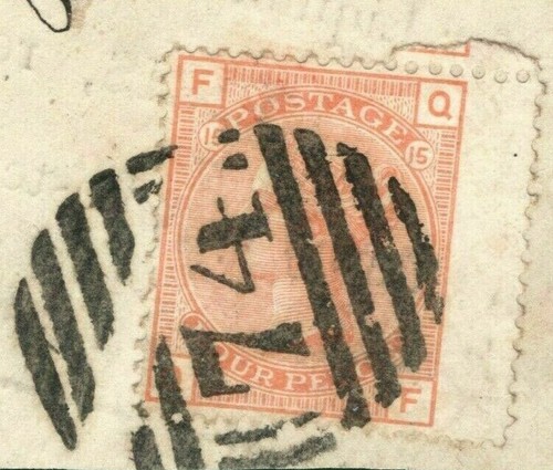 GB QV SG152 4d Vermilion Plate 15 Birkenhead Registered Piece Used c£475 LRED100 - Bild 1 von 9