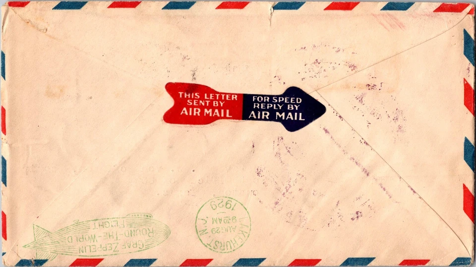 1929 Texas USA Graf Zeppelin LZ 127 Air Mail Cover Lakehurst to Germany - Image 2 of 2