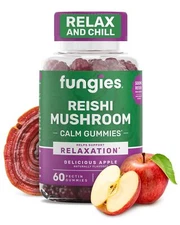 Fungies Reishi Mushroom Gummies 60 Count Daily Calm and Stress Relief Apple F...