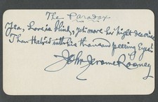 New York Poet JOHN JEROME ROONEY Autograph Quotation Signed