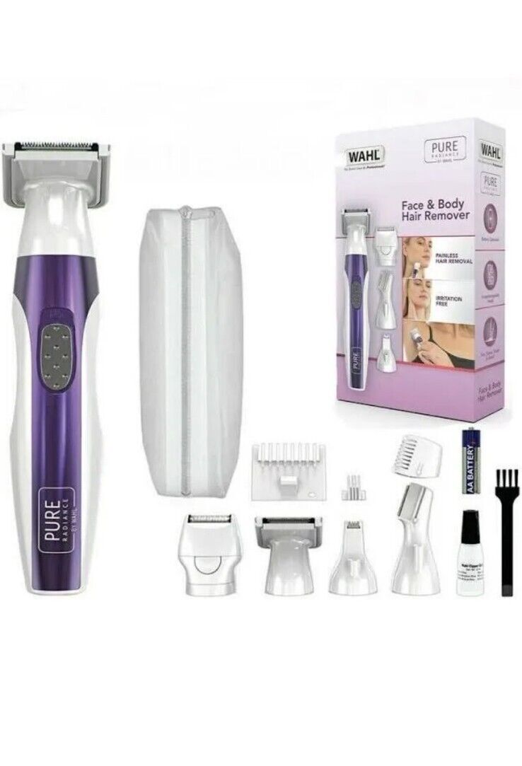 Wahl Pure Radiance Face Body Hair Remover 4-in-1 Battery Trimmer Set  Purple