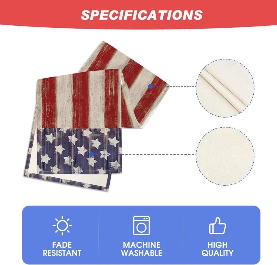 American Flag Stars and Stripes Table Runner 13x72 - Image 4 of 4