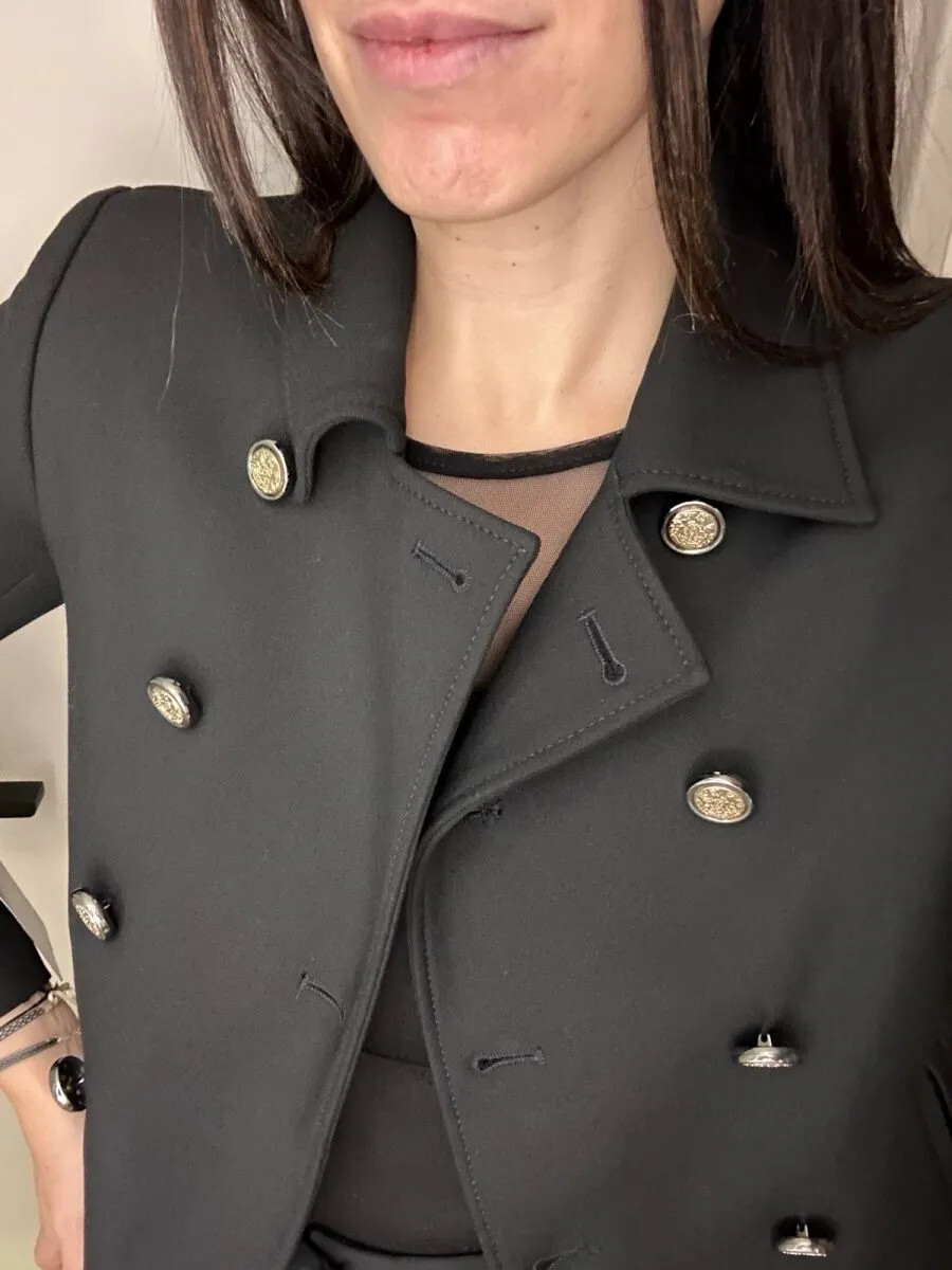 ★ZARA★ SHORT DOUBLE-BREASTED JACKET RARE ZARA BLACK SHORT DOUBLE BREASTED JACKET COAT GOLD