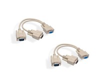 PTC RS-232 Serial DB9 Female To Male x2 Splitter Cable, 6 in. TWIN PACK 