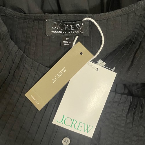 NWT!! J. CREW Pintuck Peplum Top Blouse Solid Black Cotton Poplin Pleated 3X - Picture 11 of 14