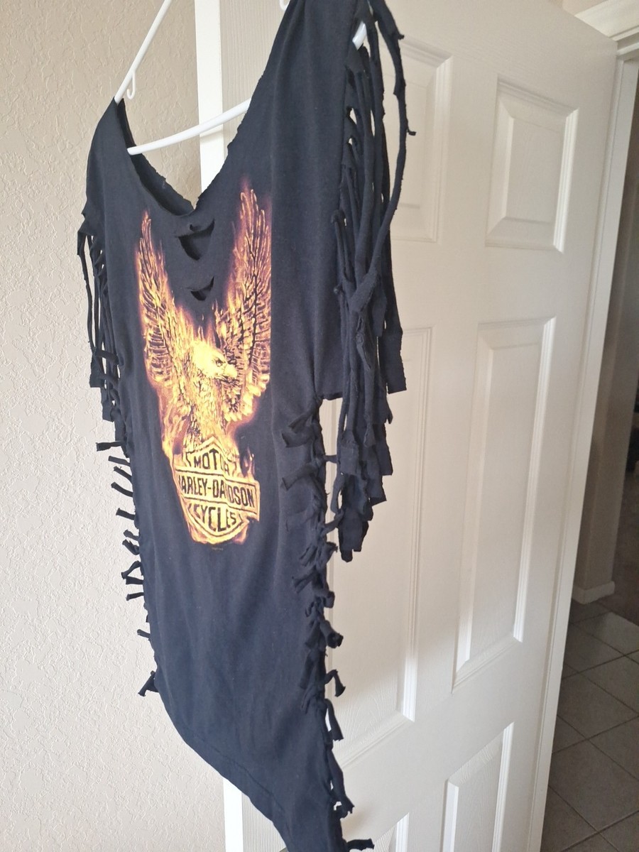 Womans Harley Davidson Authentic Custom Cut And Tied Shirt Size M-L View 3