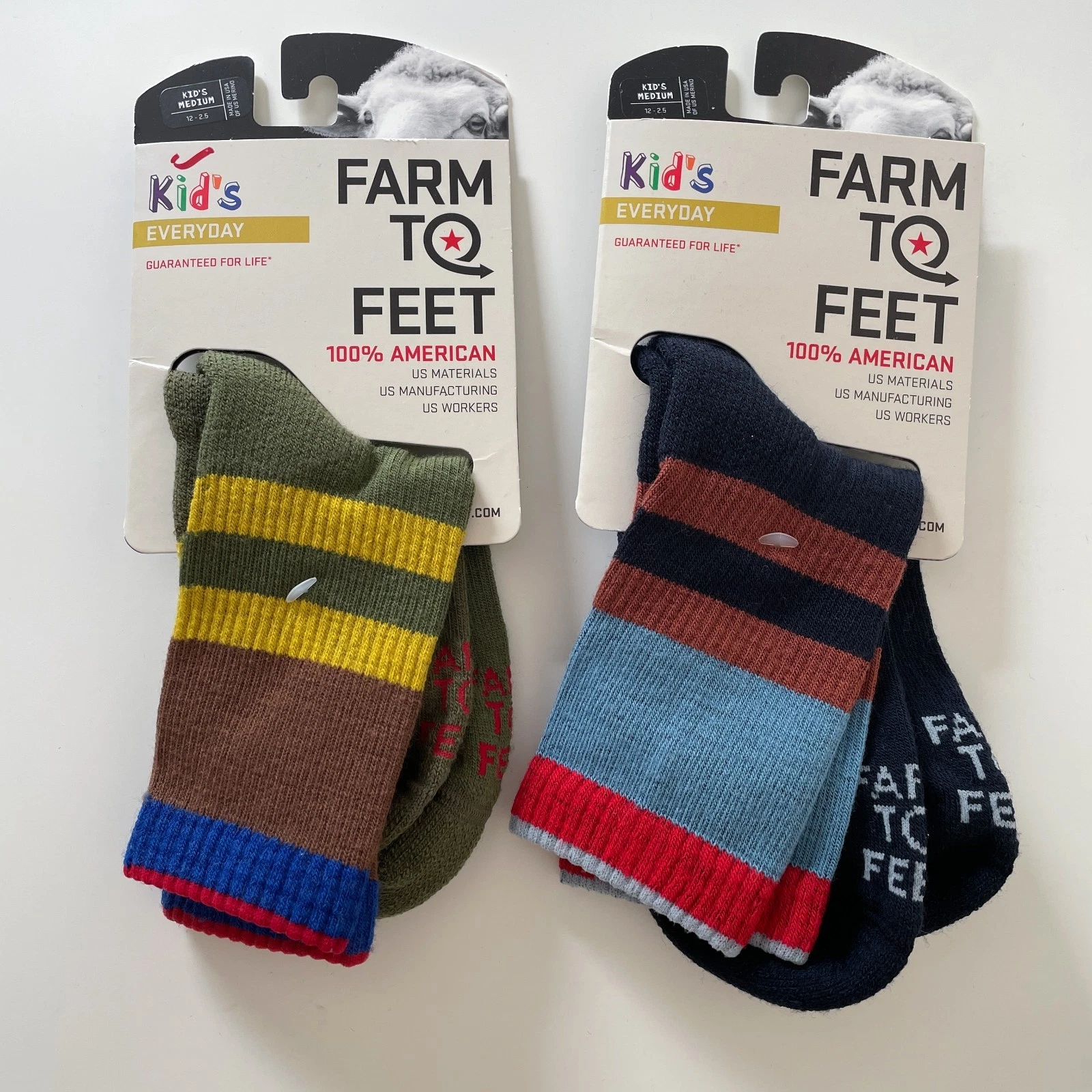 Farm to Feet Kid's Everyday Socks Medium 12-2.5 Merino Wool Blend USA Lot NWT