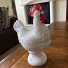 VINTAGE Westmoreland Milk Glass Rooster Covered Candy Dish