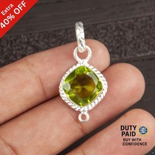 Valentines Sale 925 Sterling Silver PERIDOT Gemstone Sister August Boho Pendant