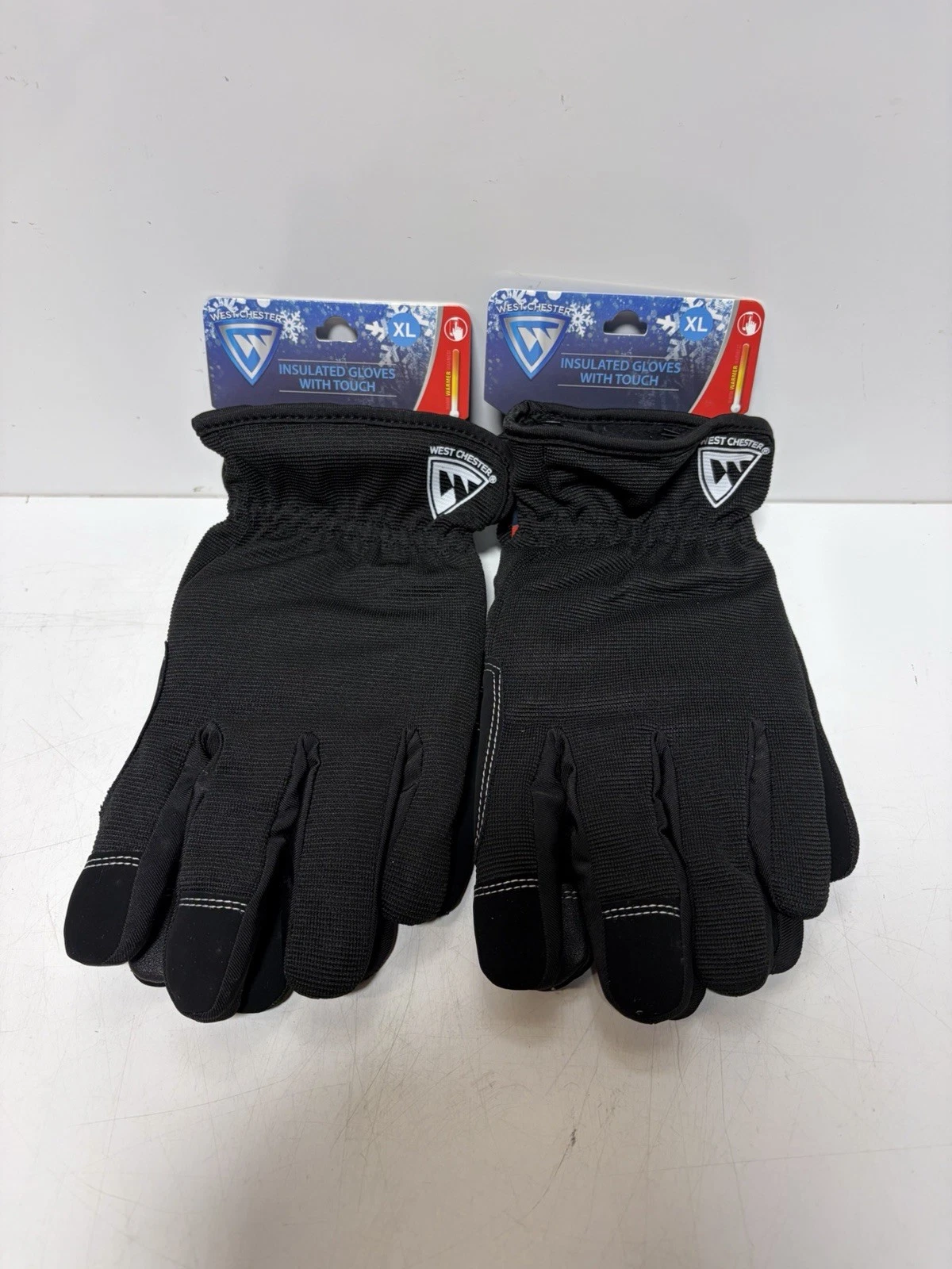 (2) Pair West Chester Black Insulated Winter Work Gloves, Thinsulate Touch XL
