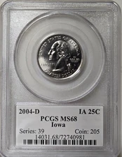 2004-D 25C PCGS MS68 - Clad Iowa Quarter