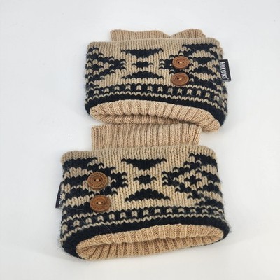 Muk Luks Women's Knit Boot Toppers Beige Cream Button Cuff Leg Warmers One Size