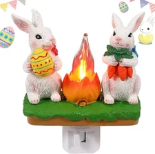 Campfire Flickering Nightlight, Night Light Plug into Wall Easter Night White