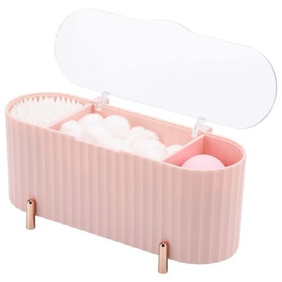Qtips Holder - 3 Grids Separate Cotton Swabs Dispenser, Ball Storage Box, Jar fo