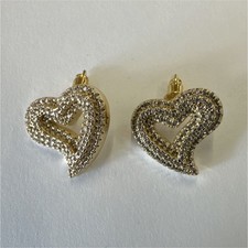 Gold Heart Stud Earrings Metal Butterfly Back Fashion Jewelry