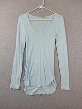 Michael Stars Layla Arctic Blue LS V Neck T Shirt Women's OS Stretch