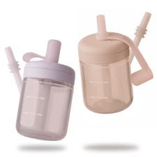 Baby Straw cup  Silicone Toddler Sippy Cup Training Cup with Straw Lid  BPA...
