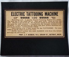 antique jf barber cincinatti ohio electric tattoo machine card flash 8x10 print