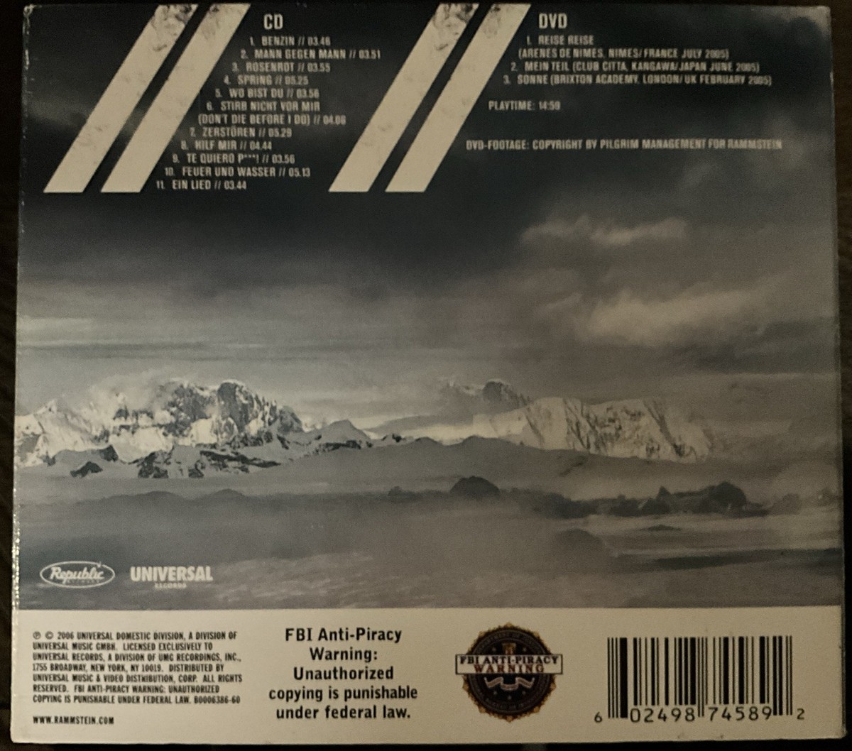 Rammstein - Rosenrot CD/DVD 2005 Republic Records – B0006386-60 [2 
