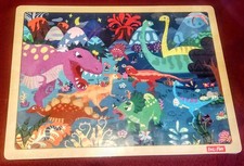 Cute DINOSAURS Quality DINO Jigsaw PUZZLE BOARD- 48 Wood/Wooden Pieces- NEW