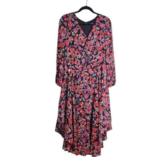 MSK maxi dress M floral sheer overlay & sleeves Boho Cottagecore Westen Country