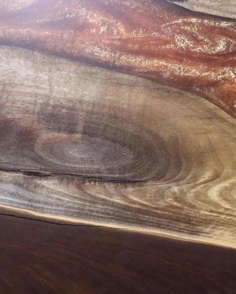 60"x30" Live Edge Walnut Epoxy Dining Table – Emerald Orange Handmade Table - Image 2 of 4