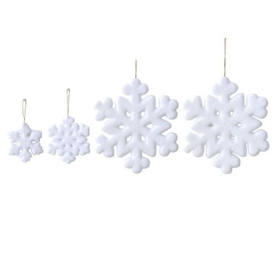 Weihnachtsbaum Schneeflocke Anhänger mit weicher beflockter Oberfläche weißes
