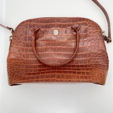 Vintage Liz Claiborne Bag Womens Croc Embossed Leather Satchel Purse 90s