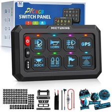 RGB 8 Gang Switch Panel, IP67 Waterproof LED Touch Control Panel Box Truck Boat